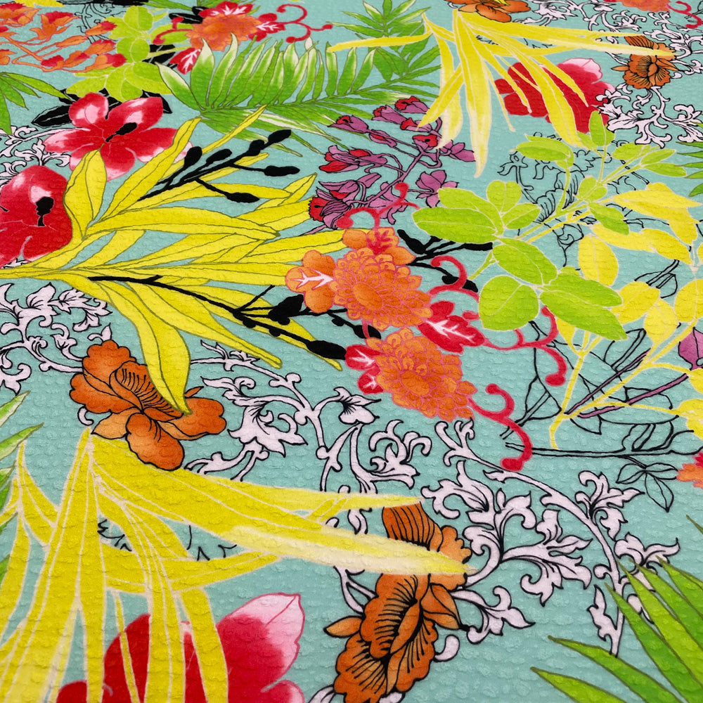 Tissu Gaufré Stretch - Floral Tropical, Ezio