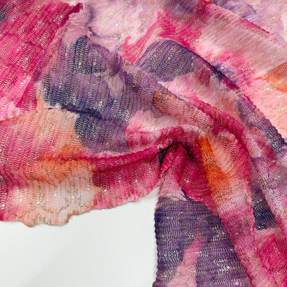 Tissu Maille, Polyester - Métallisé Floral, Dolcerosa