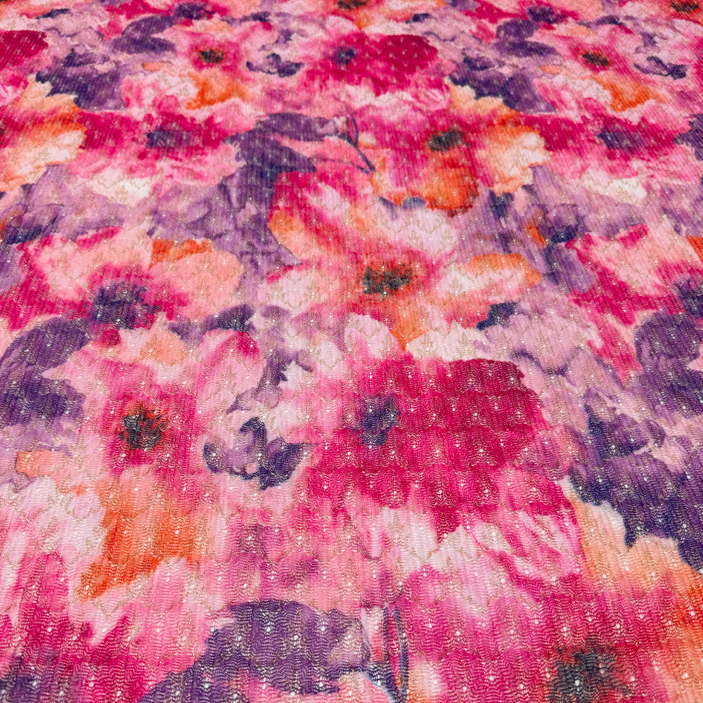 Tissu Maille, Polyester - Métallisé Floral, Dolcerosa