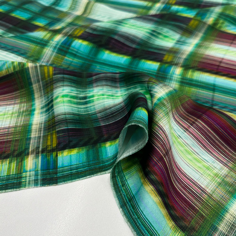 Imperfetto - Tissu Satin Rayonne - Carreaux, Verdino
