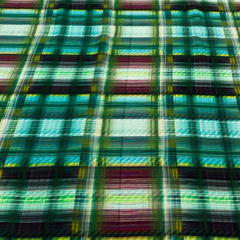Imperfetto - Tissu Satin Rayonne - Carreaux, Verdino