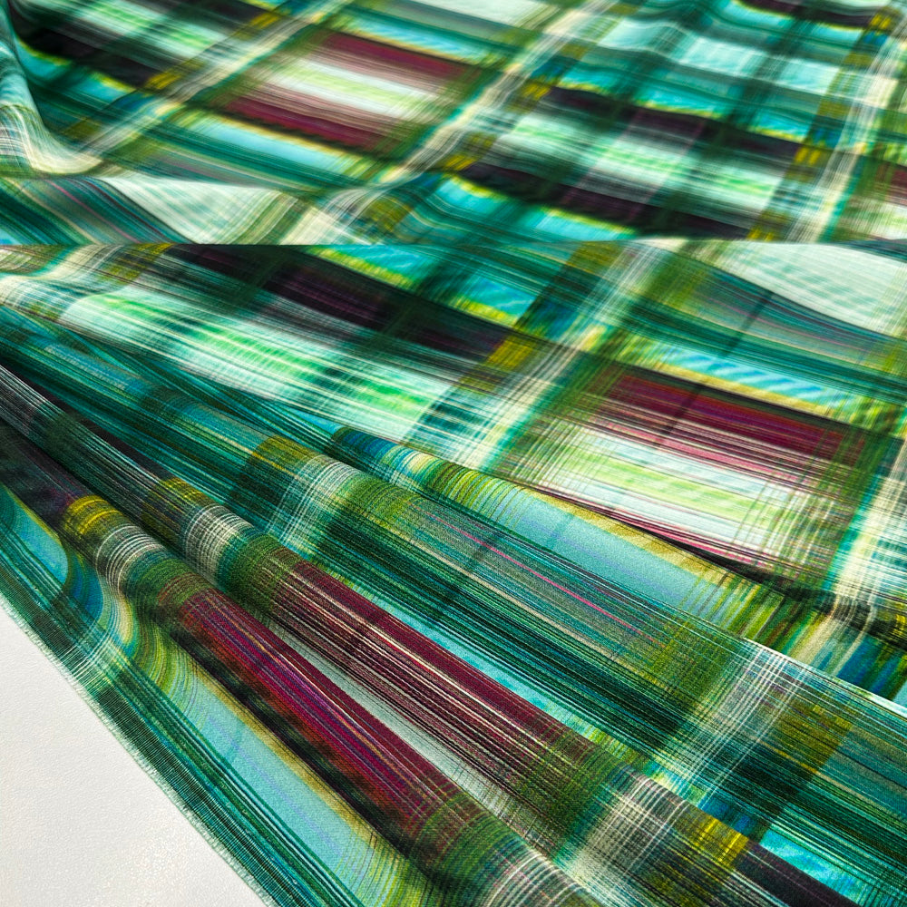 Imperfetto - Tissu Satin Rayonne - Carreaux, Verdino