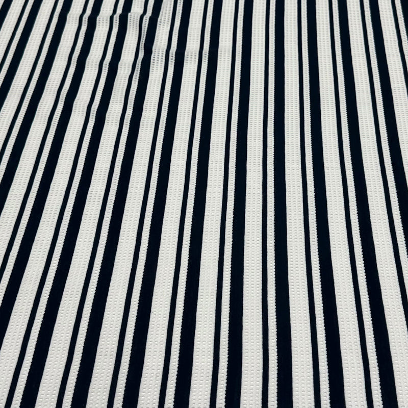Tissu Maille Ajouré Jersey, Coton - Rayé, Brescia