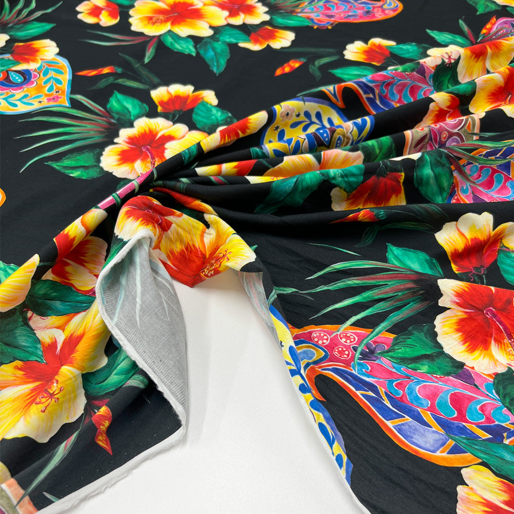 Tissu Satin Stretch, Coton - Floral Tropical, Althéa