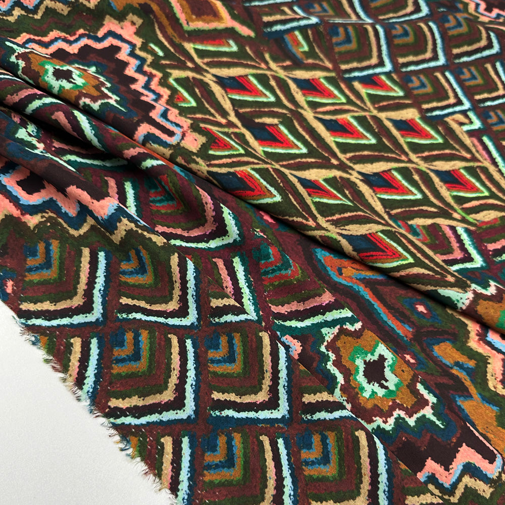 Tissu Satin, Polyester - Ethnique, Caldera