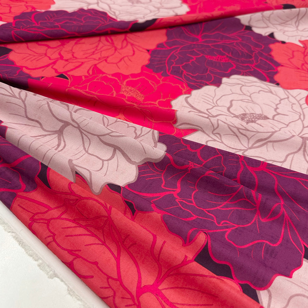Tissu Satin, Polyester - Floral, Florivia