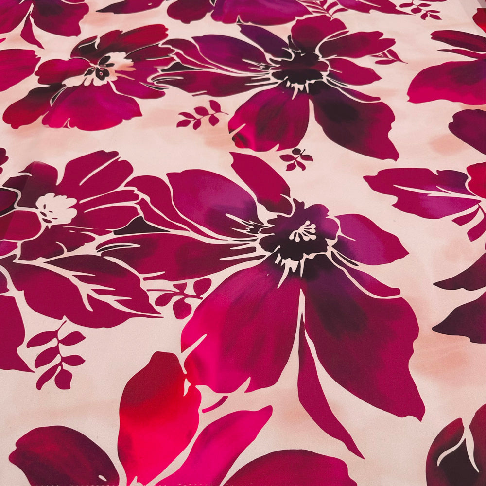 Tissu Satin, Polyester - Floral, Seravia