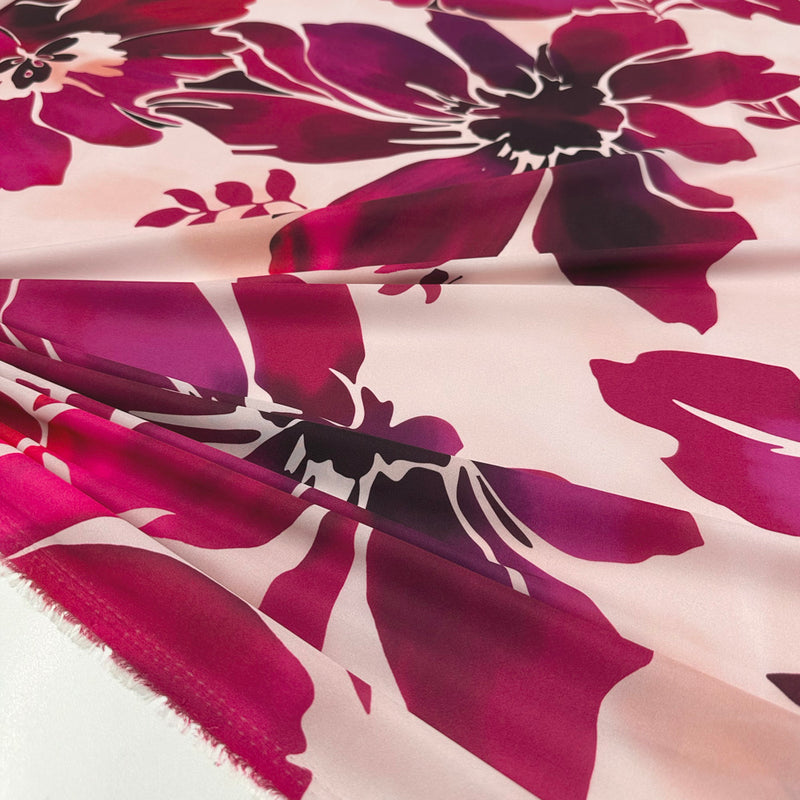 Tissu Satin, Polyester - Floral, Seravia