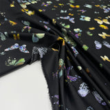 Tissu Satin Stretch, Soie - Papillons, Chrysalis