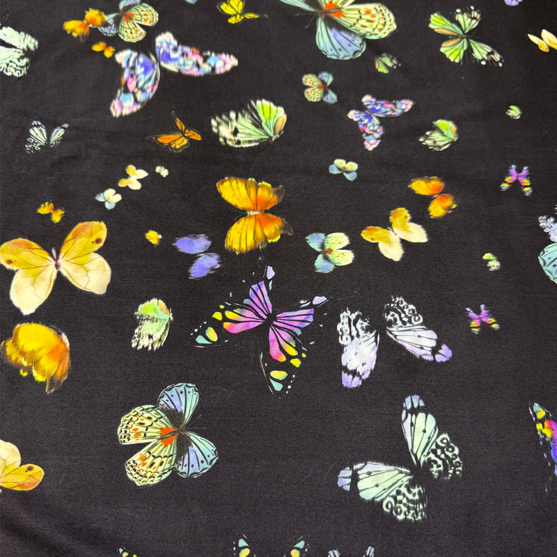 Tissu Satin Stretch, Soie - Papillons, Chrysalis