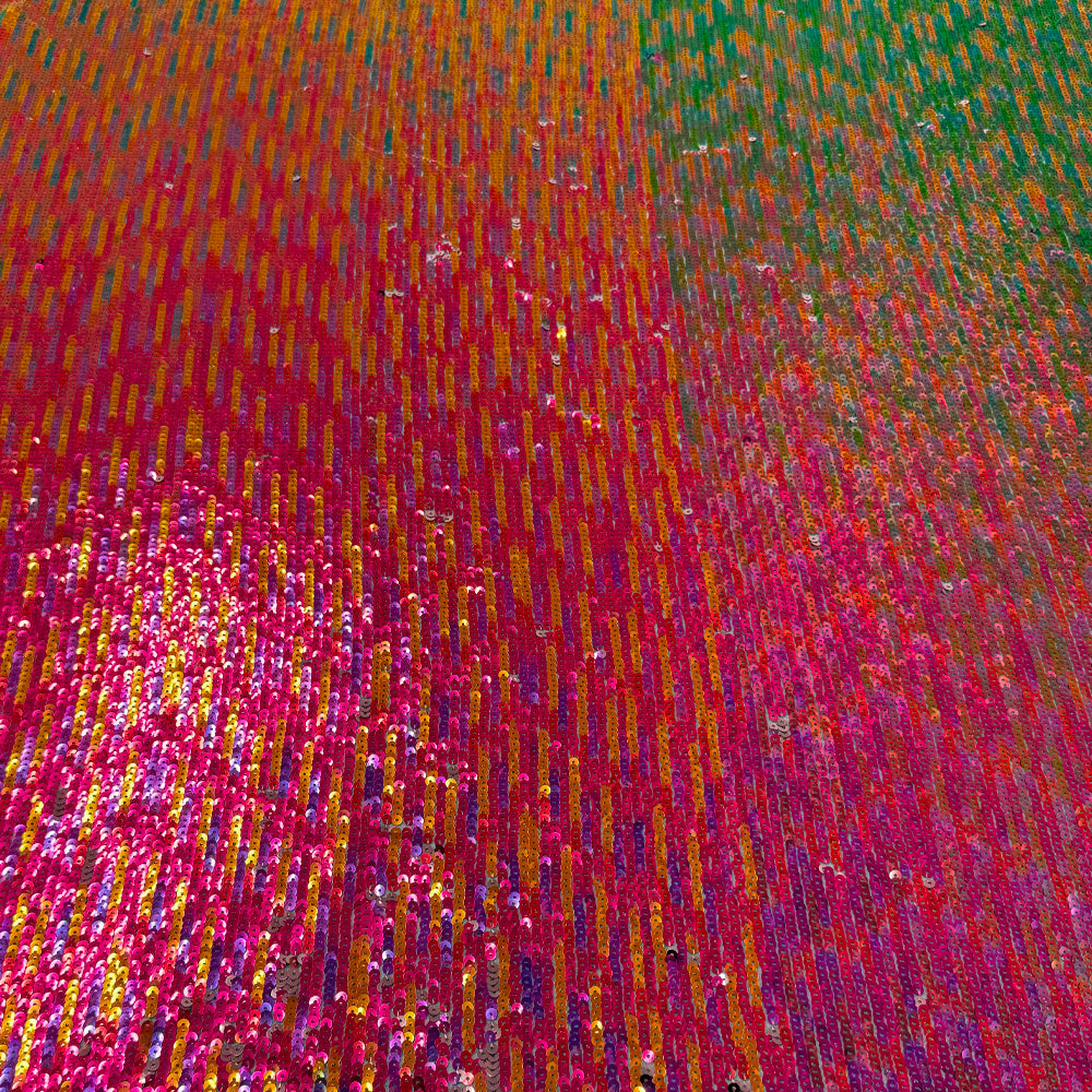 Tissu Tulle Brodé, Paillettes - Multicolore, Arcolla