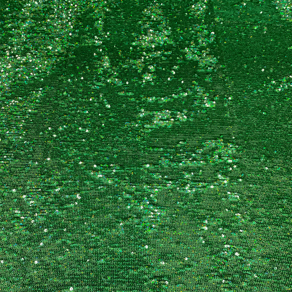 Tissu Satin Brodé, Paillettes - Vert, Etta