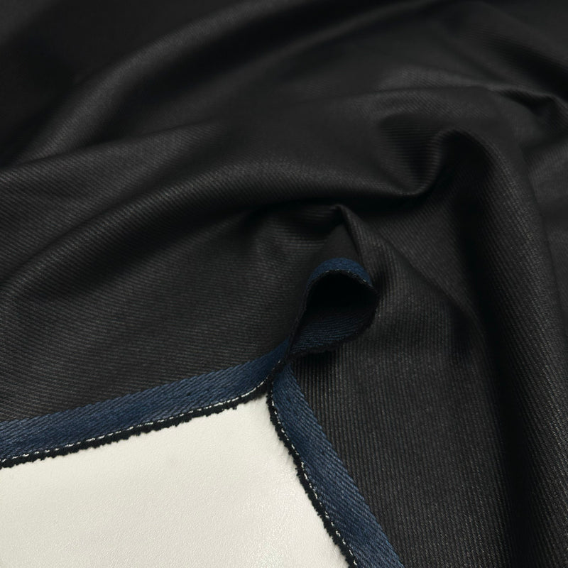 Tissu Sergé Gabardine, Laine - Enduit Noir, Avellino