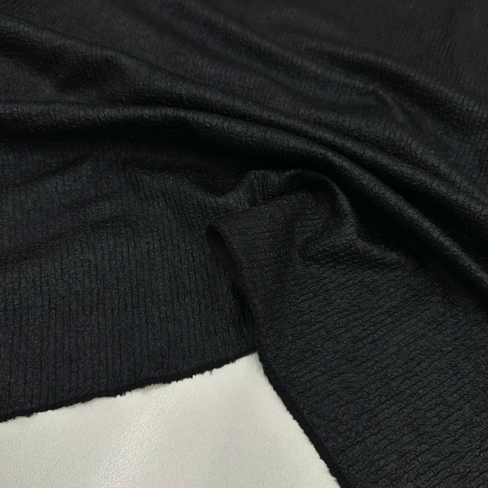 Tissu Maille Simili-Cuir - Enduit Noir, Rivoli