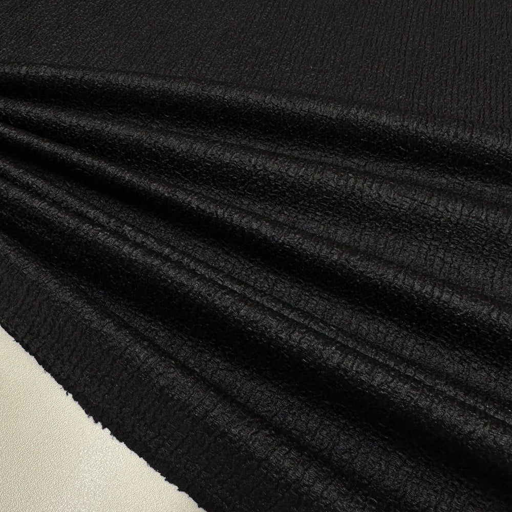 Tissu Maille Simili-Cuir - Enduit Noir, Rivoli