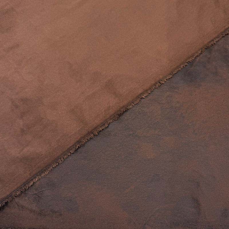 Tissu Simili Daim Cuir, Stretch - Double Face Marron Vieilli, Faenza
