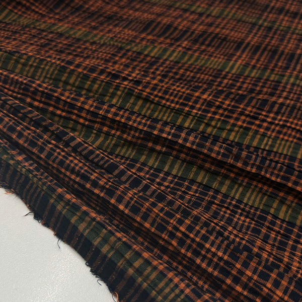 Tissu Smocké, Coton - Carreaux Orange, Ricamo