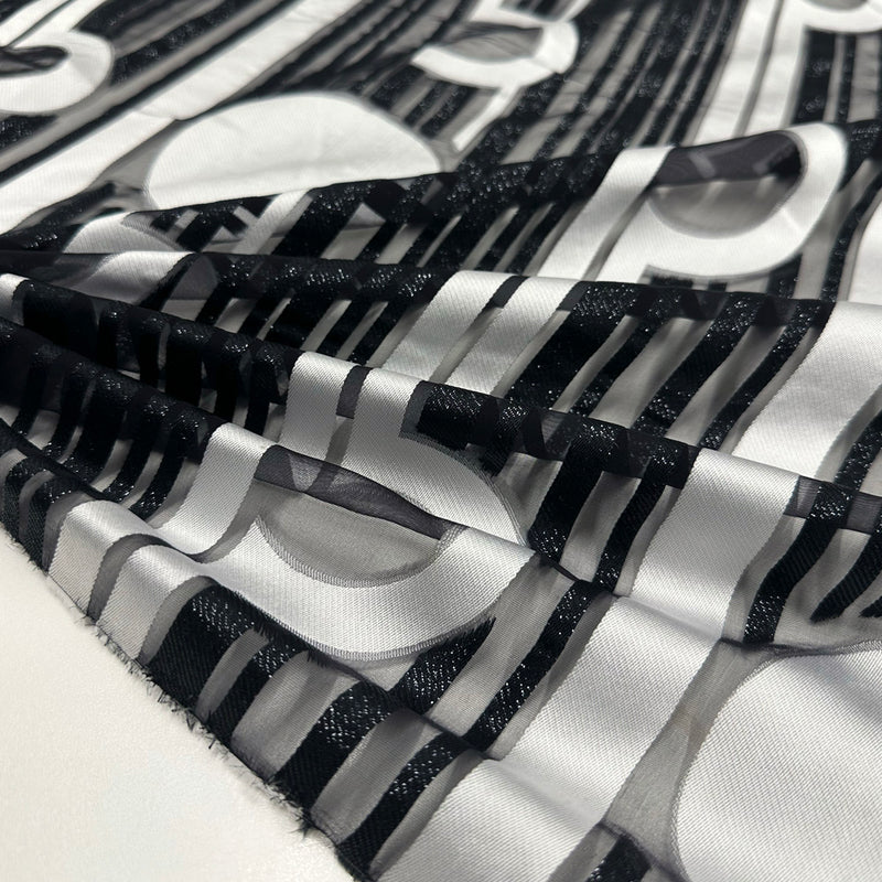 Tissu lancé-découpé - Géométrique Argent Noir Métallisé, Spacer