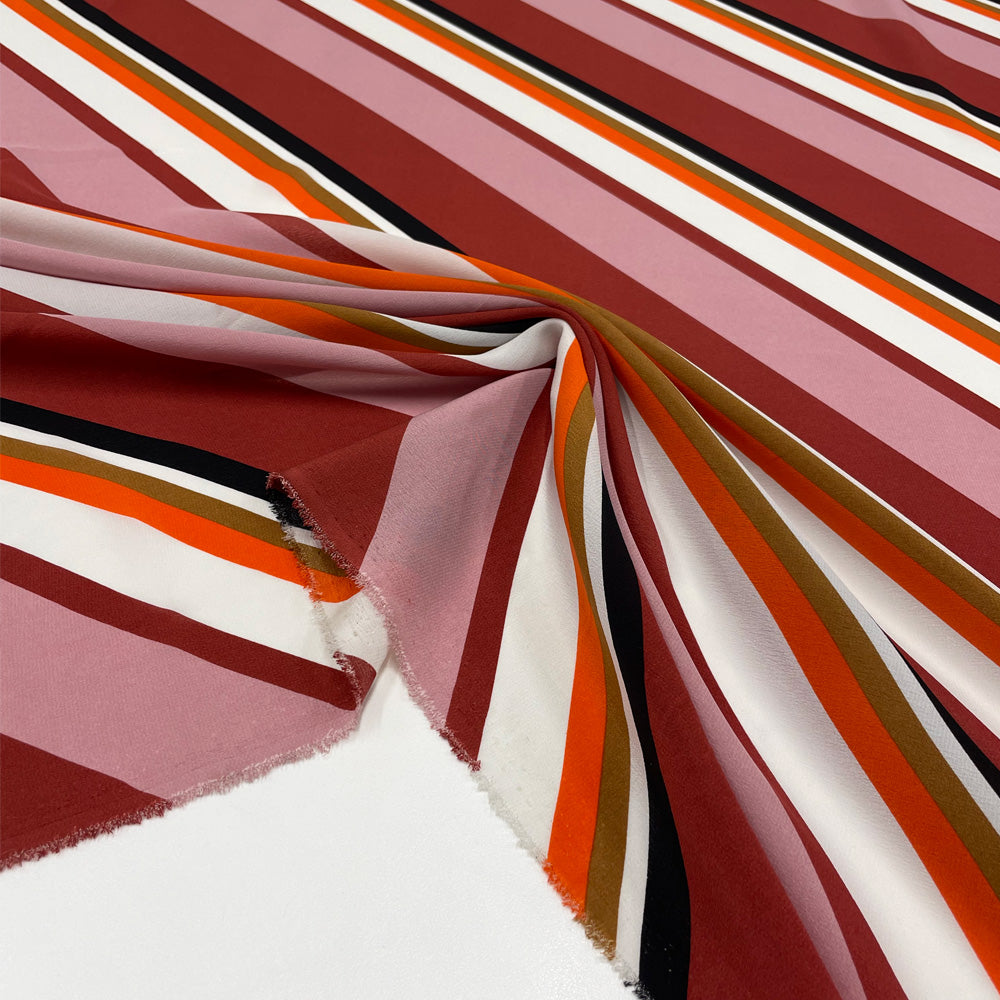 Tissu Crêpe de Chine, Soie - Rayé, Elira