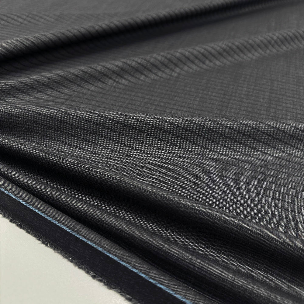 Tissu Tailleur, Laine Vierge - Rayé Gris, Grezzo