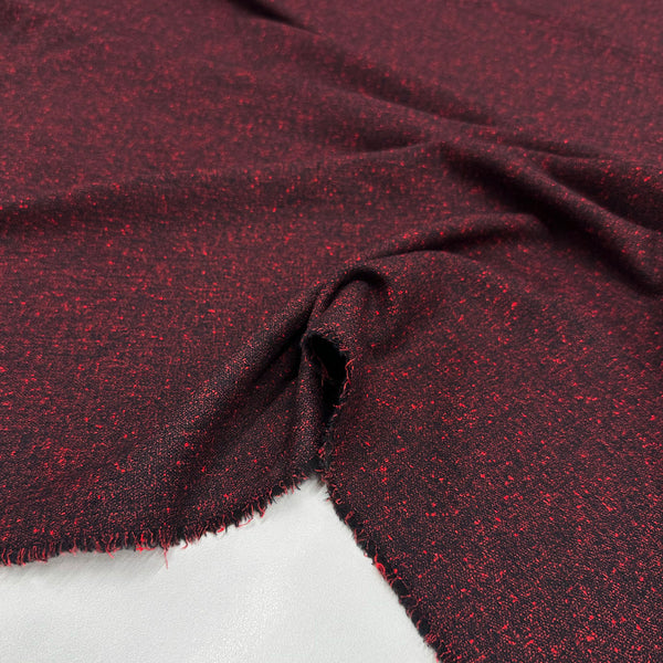 Tissu Tailleur Laine, Stretch - Rouge Chiné, Rosvena