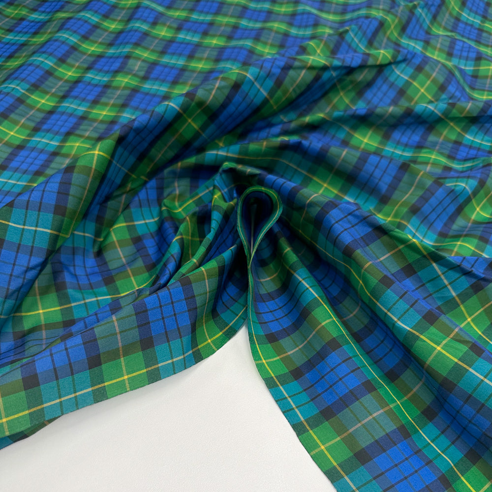 Tissu Taffetas Polyester - Tartan Vert, Viviano