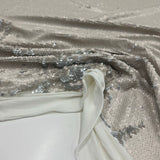 Tissu Lycra Brodé, Stretch Paillettes - Overlap Platine, Brillio