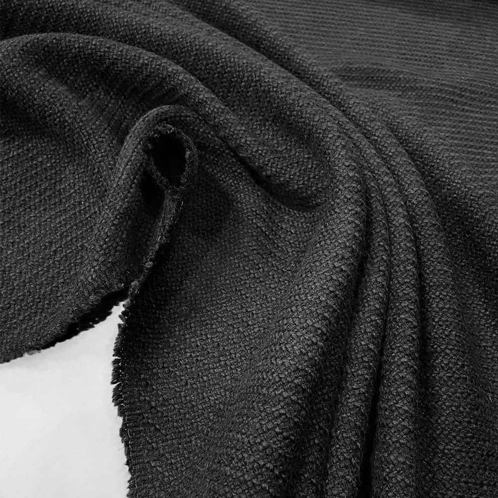 Tissu Tweed, Laine - Natté, Noir, Trieste