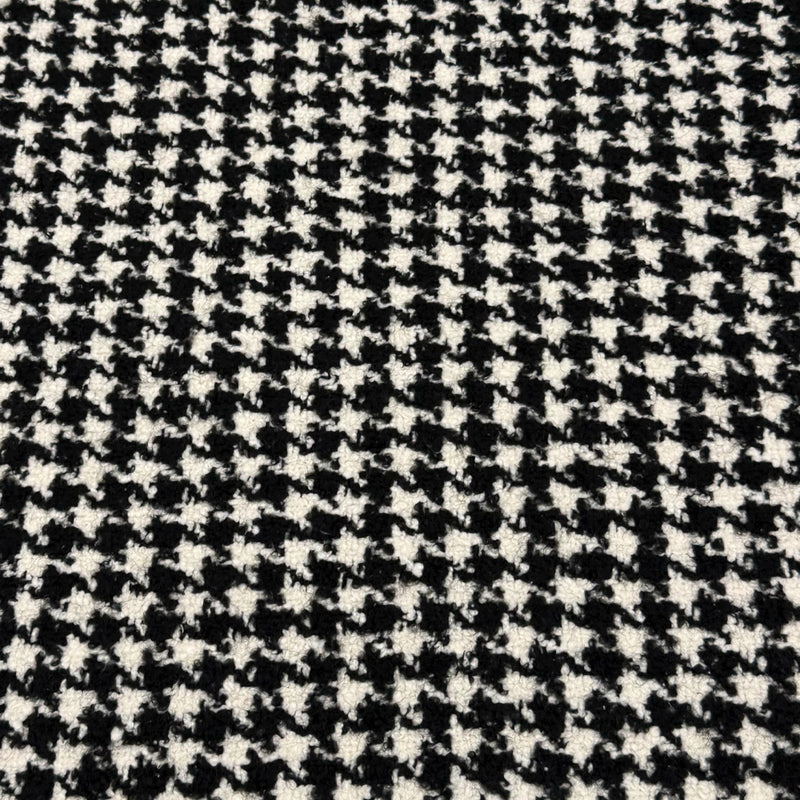 Tissu Tweed Manteau, Laine - Pied de coq Noir Blanc, Lanoro