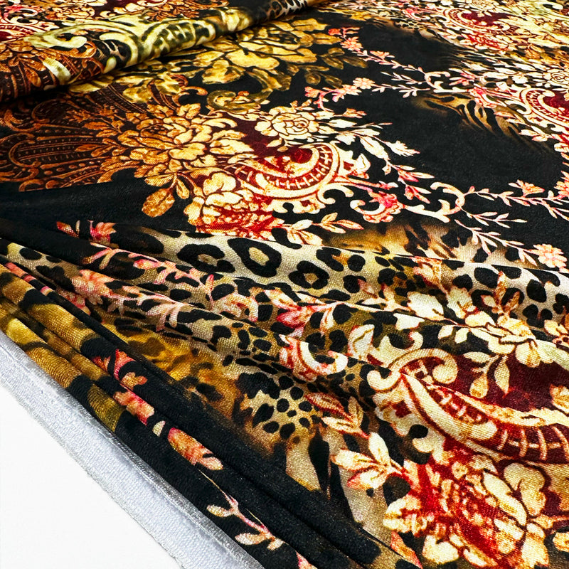Tissu Velours Lisse, Stretch - Animalier Baroque, Donatelli