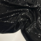 Tissu Velours Brodé, Paillettes - Noir, Miralux