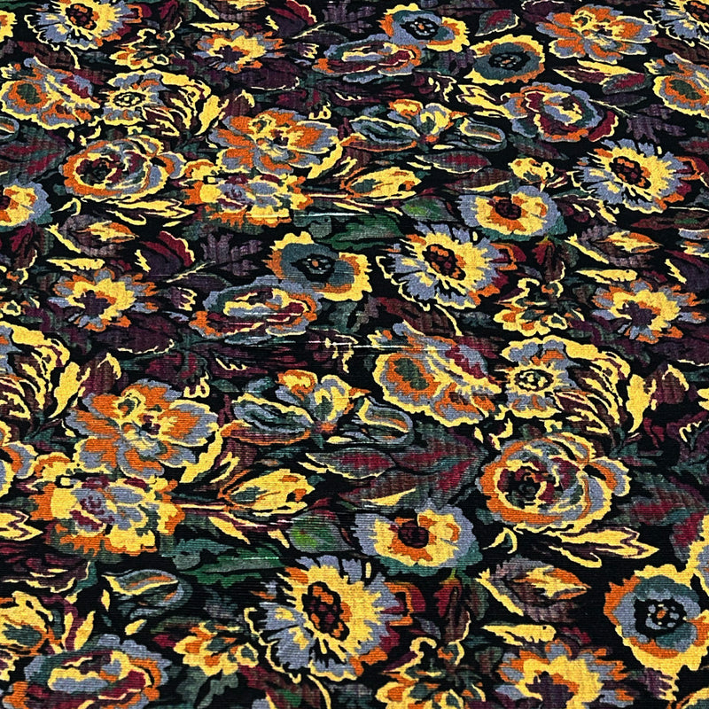 Imperfetto - Tissu Velours Milleraies Côtelé Stretch, Coton - Floral, Bergame