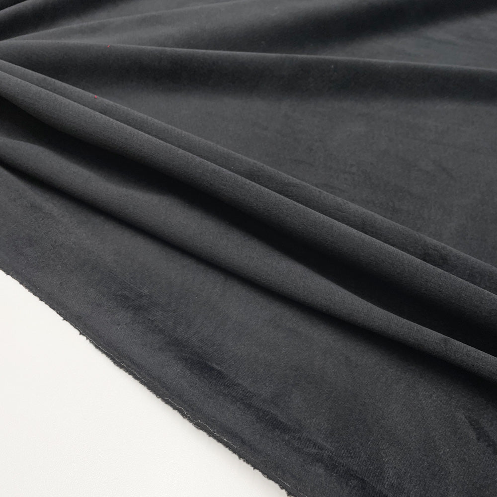 Tissu Velours Lisse, Stretch Thermocollé - Noir, Alberto