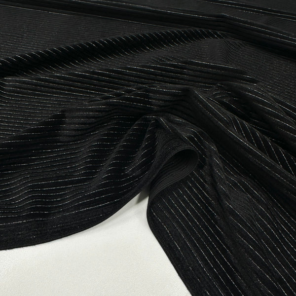 Tissu Velours Stretch - Métallisé Rayé, Striada