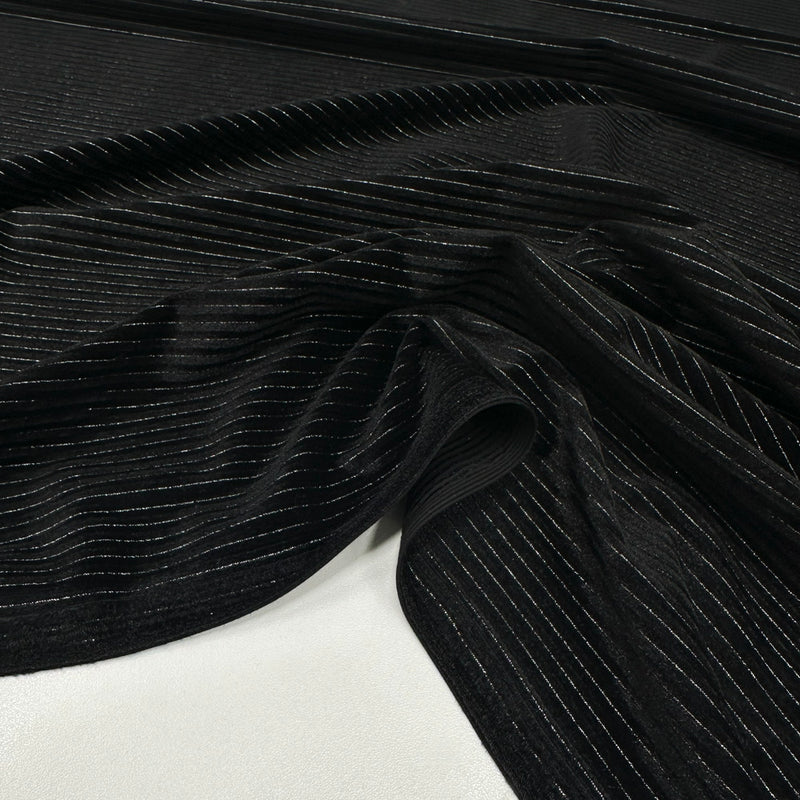 Tissu Velours Stretch - Métallisé Rayé, Striada