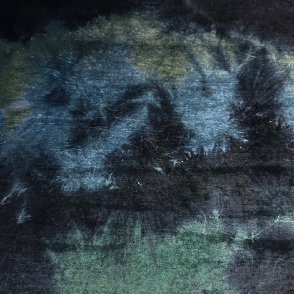 Tissu Velours Thermocollé, Soie - Tie and Dye Bleu, Desia