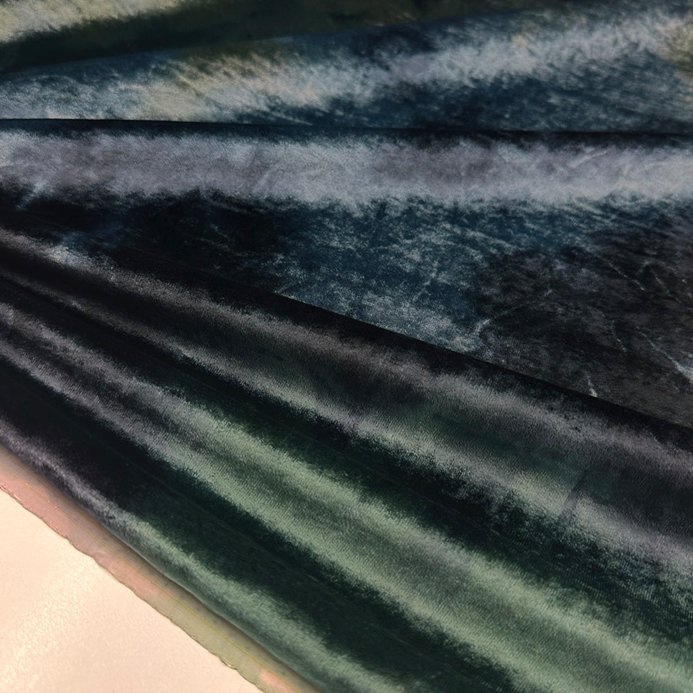 Tissu Velours Thermocollé, Soie - Tie and Dye Bleu, Desia