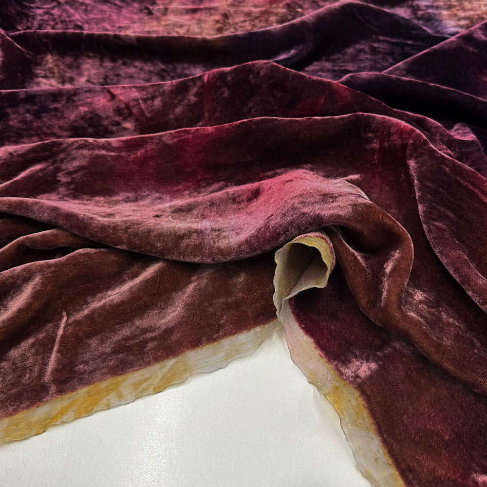 Tissu Velours, Soie - Tie and Dye Bodeaux, Desio