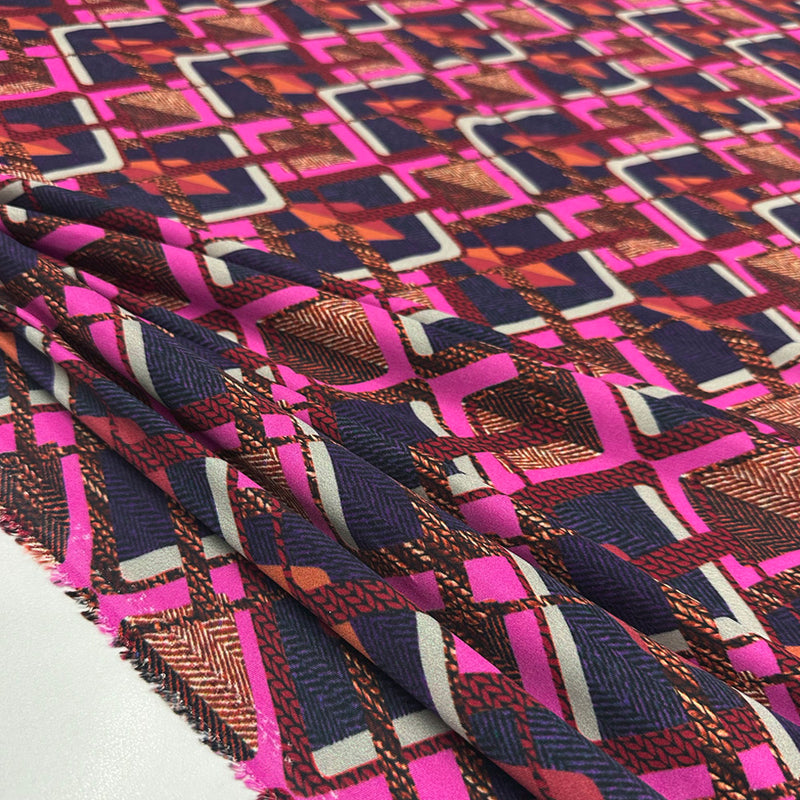 Tissu Crepe Satin, Viscose - Géométrique, Isoria