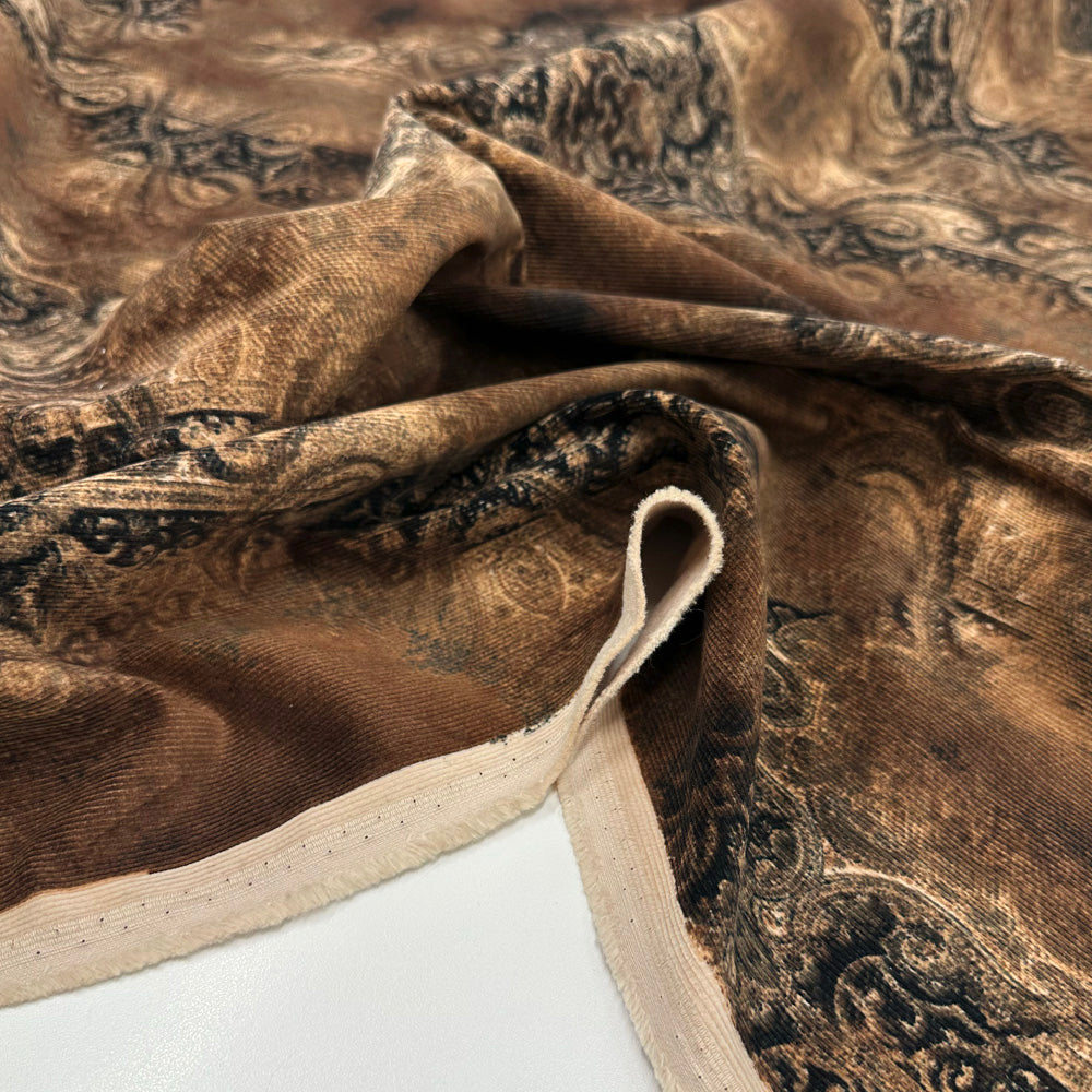 Imperfetto - Tissu Velours Côtelé Stretch, Coton - Cachemire, Carmino