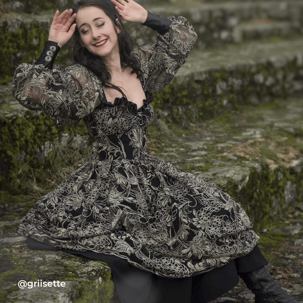 Tissu tulle brodé - Doré