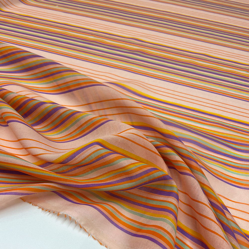 Tissu Voile, Coton - Rayé, Hidal