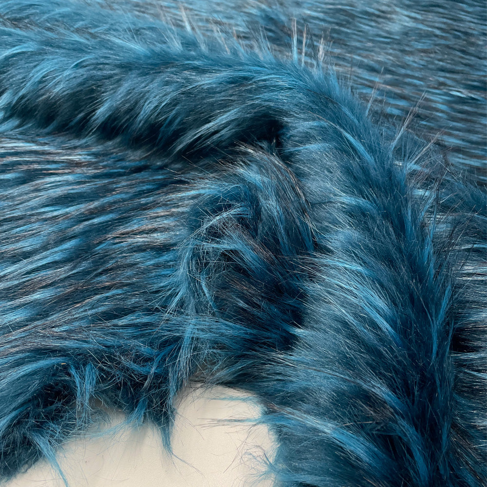 Tissu fourrure éco, poils longs - Moucheté bleu, Rossetto – Torretto Tessuti