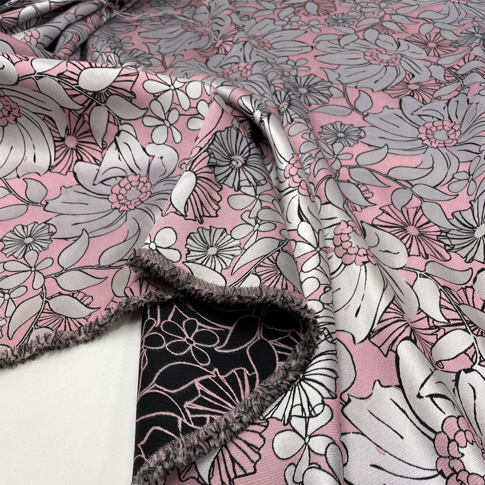 Galon Ruban Jacquard Tisse Vert Et Rouge Fleurs Baroques 10mt