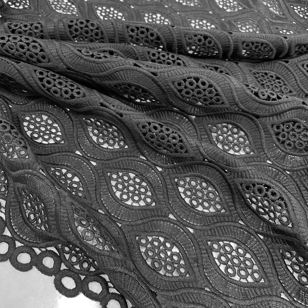 Tissu guipure - Noir, Reggio