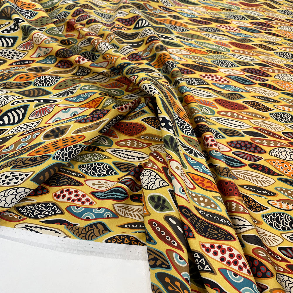 Tissu Popeline Stretch, Coton - Tropical, Imprimé Éthnique