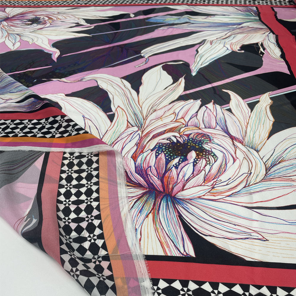 Carré charmeuse, soie - Floral, Salina