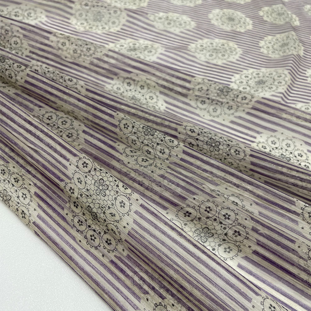 Tissu Mousseline Crinkle, Soie - Fileté Rayé, Giselle