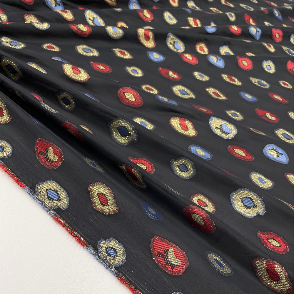 Tissu lancé découpé, viscose - Géométrique Pois, Concrete