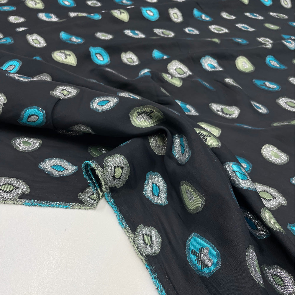 Tissu lancé découpé, viscose - Géométrique Pois, Concrete